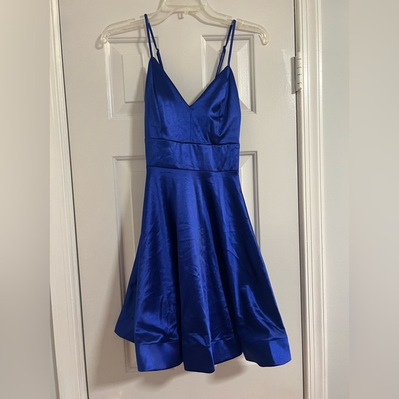 TEEZE ME Blue Spaghetti Strap Mini Fit and Flare Dress - Picture 1 of 3